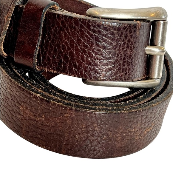 Dockers Full Grain Leather Dark Brown Classic Belt Brass Buckle Made In Italy - Picture 2 of 8